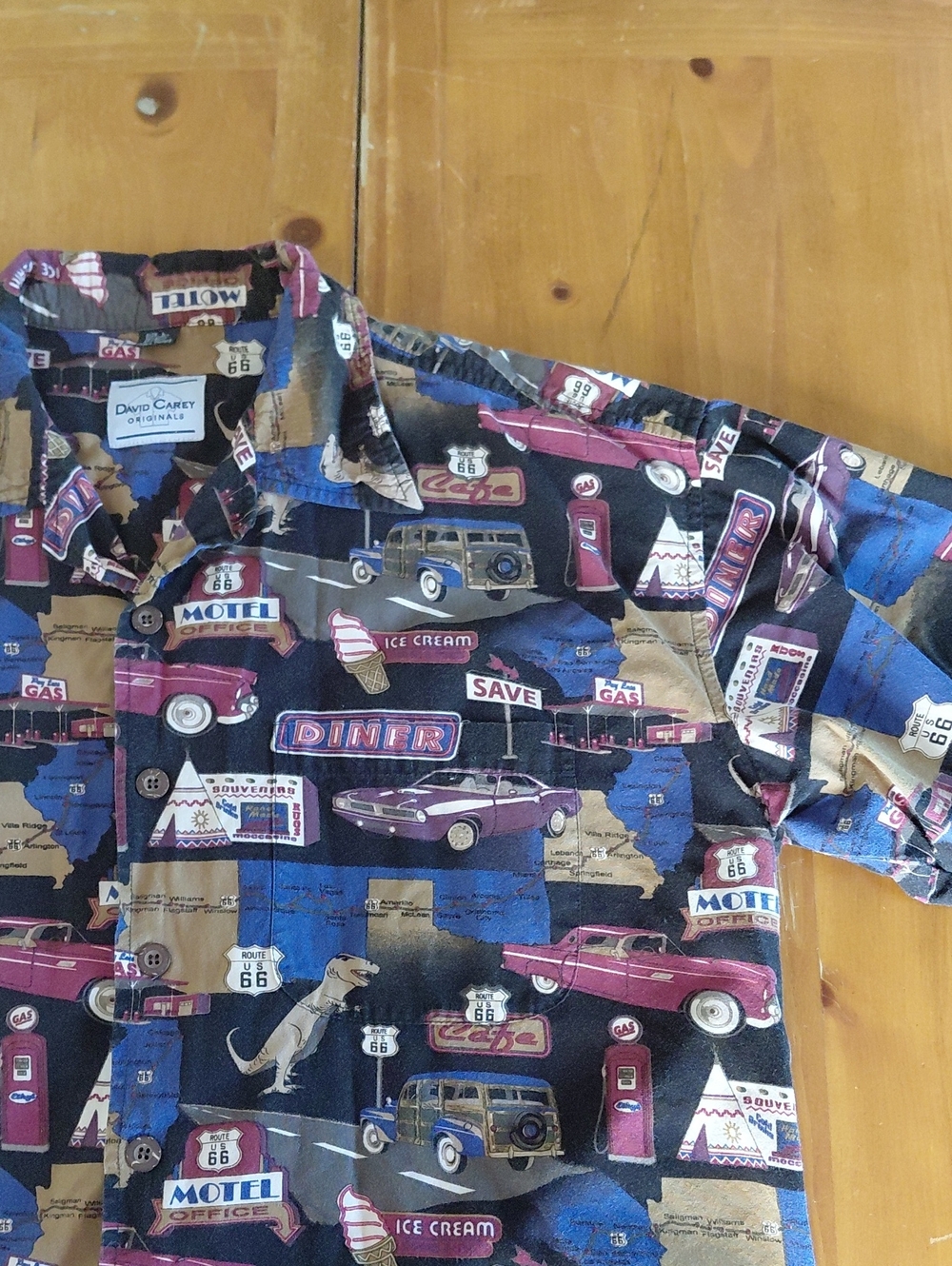 David Carey Retro Mens Vtg Inspired Car Button Down Shirt Large